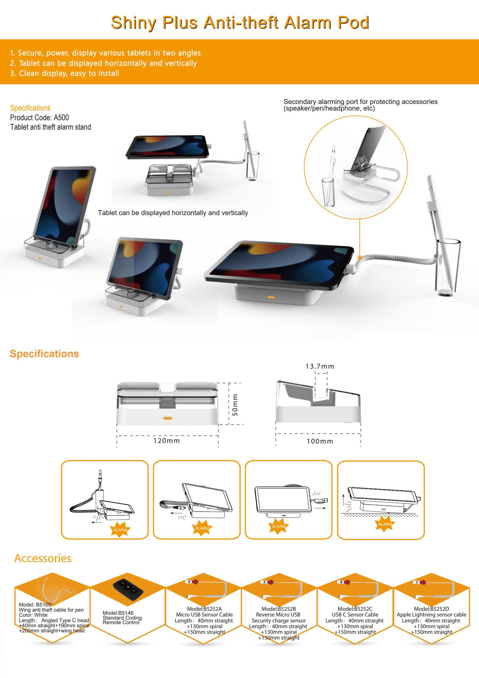 Chân Đế Chống Trộm Máy Tính Bảng UPG-DZ-A500